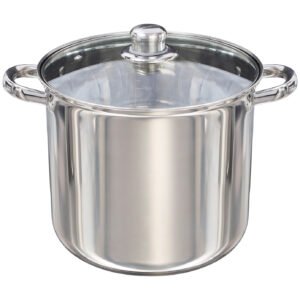 Deep Induction Stainless Steel Stock Pot with Glass Lid