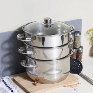 3 Tier Steamer Set Induction Stainless Steel  Premium Quality 24 Cm