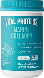Vital Proteins Marine Collagen Peptides Powder Supplement for Skin Hair Nail Joint – Hydrolyzed Collagen – 12g per Serving – 7.8 oz Canister
