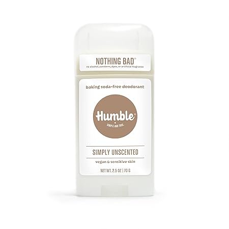 Humble Aluminum-free Deodorant Vegan And Cruelty Free Formulated For Sensitive Skin, Simply Unscented, 2.5 Ounce